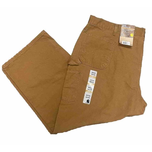 NWT Carhartt Men's Washed Duck Work Dungaree‎ Pants Size 50x30 - Picture 1 of 9